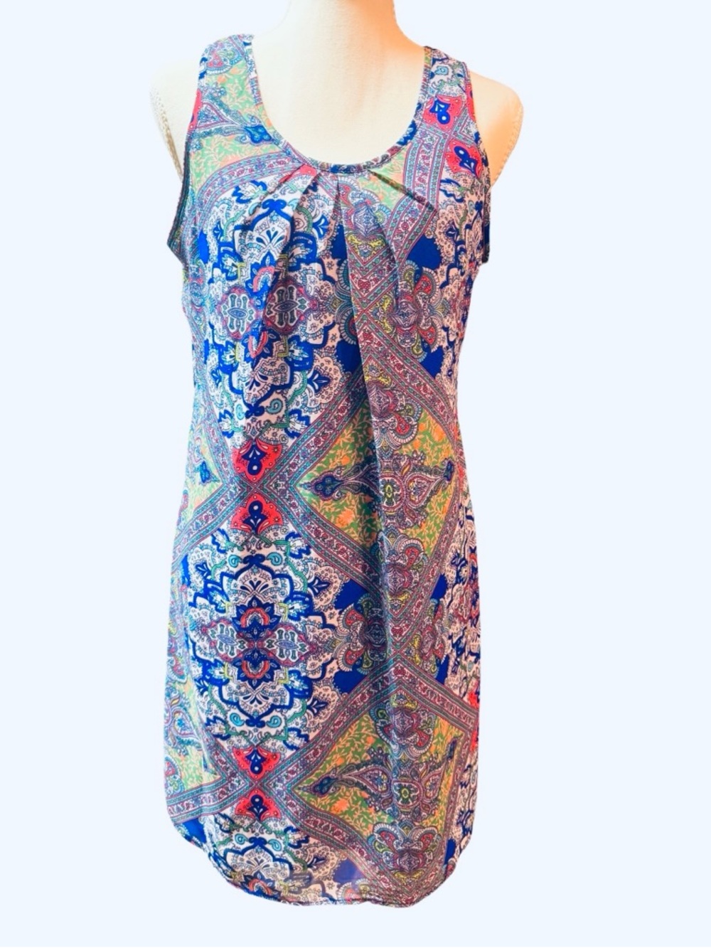 Boho Cottagecore Paisley Patchwork My Michelle Lace Back Dress M NWT